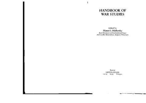 Handbook of war studies ii v 2. - Managerial accounting sixth edition solution manual.