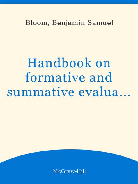Handbook on formative and summative evaluation of student learning. - The history and religion of israel by kwesi dickson.