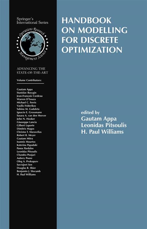 Handbook on modelling for discrete optimization international series in operations. - La maison cinéma et le monde, tome 2.