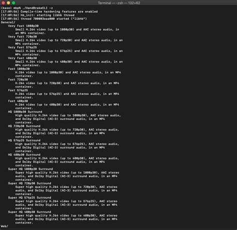 Handbrake cli documentation.  This information may be accessed at any time by runnin...