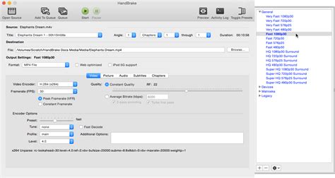 Handbrake hdr settings.  When selecting one of these Presets, higher H....