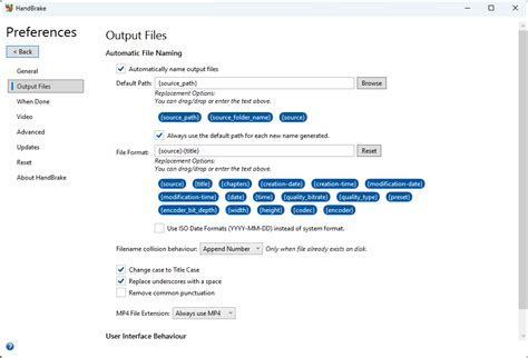 Handbrake naming files.  I&rsquo;m pretty sure you can&rsquo;t set it to dynamic...