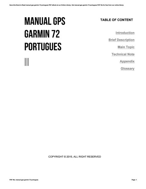 Handbuch do gps garmin 72 em portugues. - El ara libro instructivo para el aprendiz mas n.