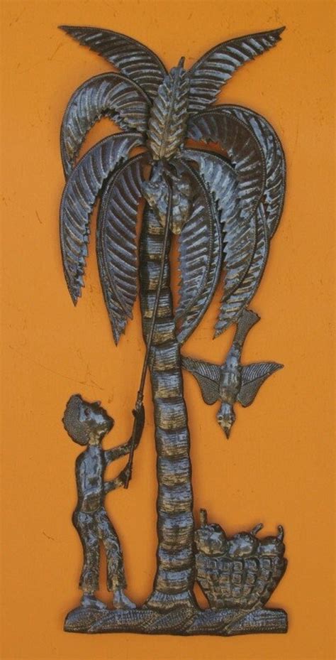 Handcrafted Haitian Metal Art Picking Coconuts in Haiti - Etsy