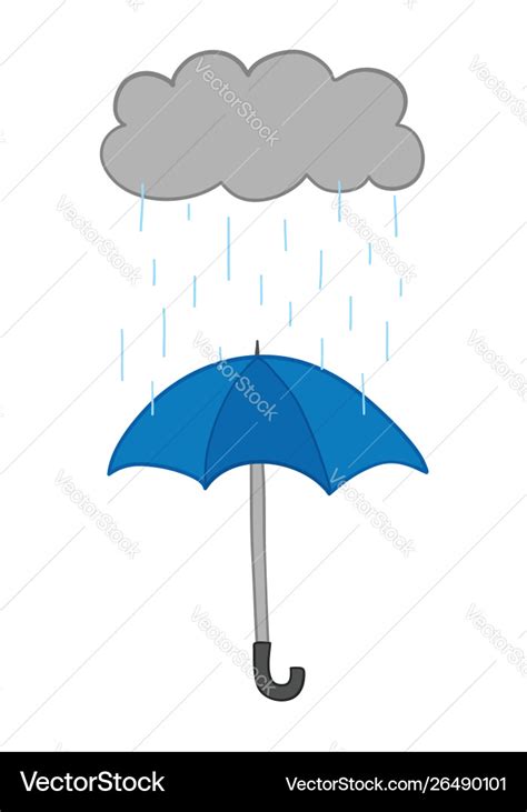 Handdrawn its raining and opened umbrella Vector Image