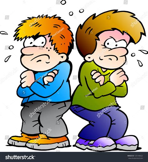 Handdrawn of two enemies boys Royalty Free Vector Image