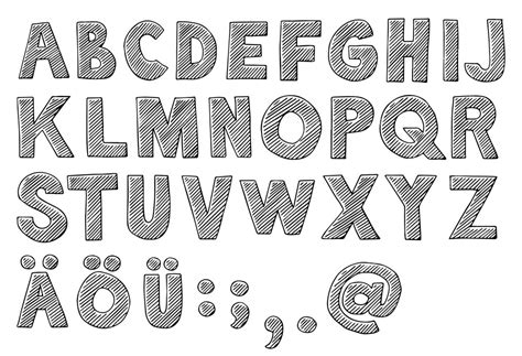 Handdrawn vector drawing of an Alphabet Set with the regular Capital