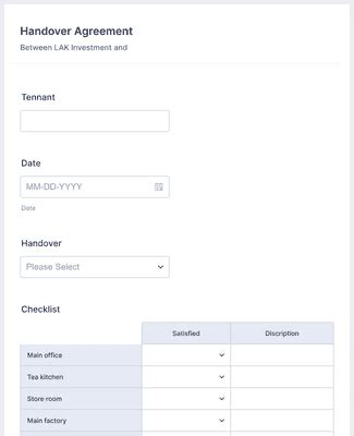 Handover Agreement 20 Form Template Jotform