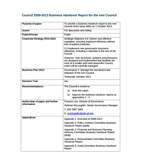 Handover Report Template 5+ Download Free Documents in PDF, Word