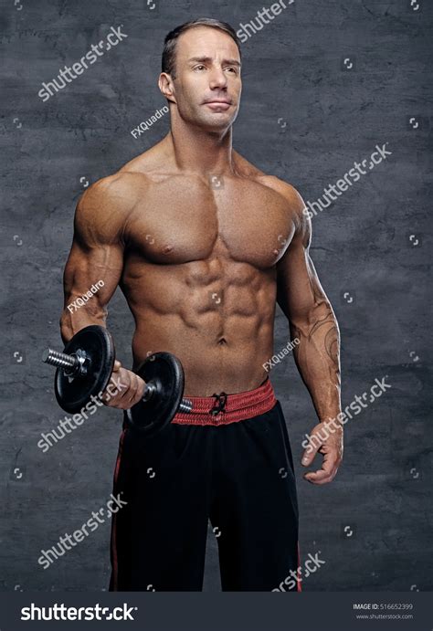 Handsome shirtless middle aged men.  Free for commercial use High Quality...