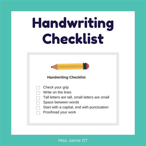 Handwriting Checklist Handwriting, Writing assignments, Checklist