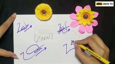 Handwritten Signature Style for Zain Name - YouTube