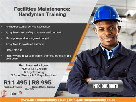 You’ll find that handyman training providers generally offer a flexible range of courses. They include: Handyman: appliance and skills training; Home maintenance in a two-day …