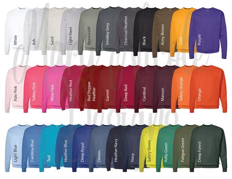 Hanes Sweatshirt Color Chart
