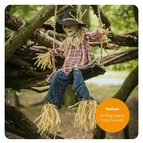 Hanging Scarecrow on Swing Animated Decoration