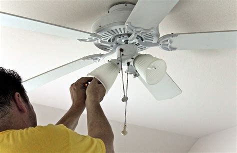 Hanging a ceiling fan. More Than 9’ Above Floor Is Too High. The optimal height of a ceiling fan from the floor is 9’, or within the range of 8-9’, measuring from the floor to the blades of the fan. A ceiling fan cannot be within 7’ of the floor for safety purposes. Floor clearance is what impacts the effectiveness of your fan the most. 