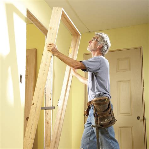 Hanging door. Push out the hinge pins with a punch, tapping up from the bottom. Have a helper hold the door as the pins come out. Lay the door on sawhorses or a work table. Remove the door knob assembly and ... 