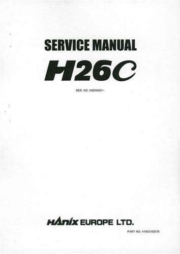 Hanix h26c mini excavator service and parts manual. - Manual for 72 johnson 25 hp.
