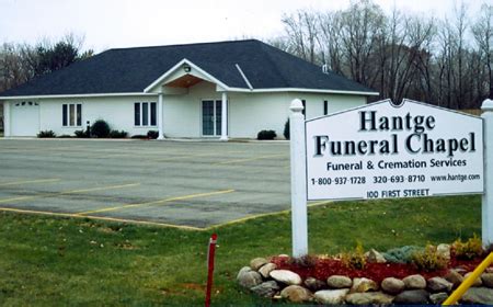 Hantge funeral chapel hutchinson mn. History In 2001, the Hantge Family completed construction on a new funeral chapel in Darwin, Meeker County, Minnesota, to better serve the area's lake home community with funeral, cremation, funeral receptions, funeral pre-planning, monuments and markers. ... Hutchinson, MN - Phone: (320) 587-2128; Lester Prairie, ... 