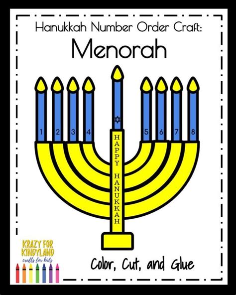 Hanukkah Menorah Craft with Number Identification, Order, and Counting