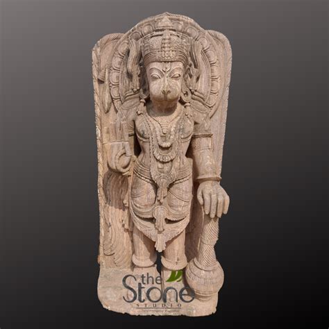 Hanuman Statue Holding Gada in Sandstone 4ft - The Stone Studio