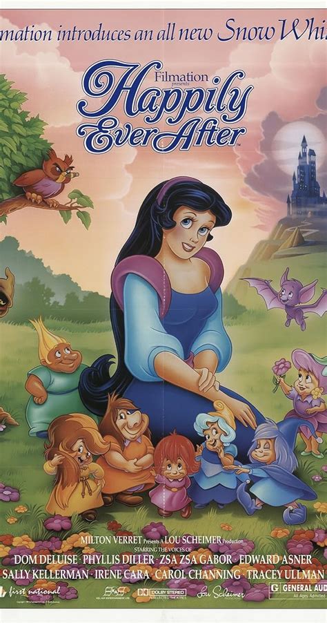 Happily ever after 1990 movie. Info. Cast & crew. Happily Ever After (1990) Animation | 75 minutes. 2,67 3 votes. + My vote. Alternative title: Sneeuwwitje Nog Lang en Gelukkig. Country: United States. Directed by: John Howley. Stars: Irene Cara, … 