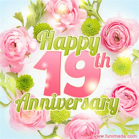Happy 19th Anniversary 3D Text Animated GIF - Download on Funimada.com. Category: Happy 19th Anniversary GIFs..
