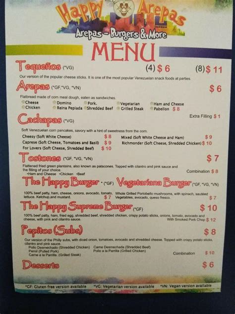 Happy Arepas menu - Richmond VA 23294 - (877) 585-1085 - Allmenus