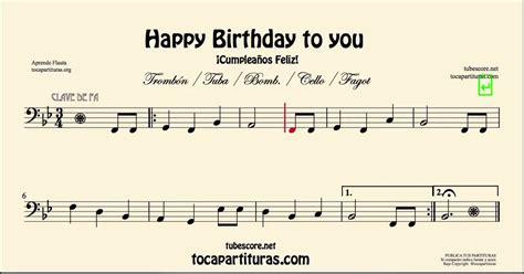 Happy Birthday Sheet Music for Cello Basson Tuba …