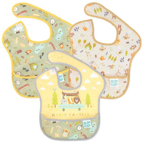 Happy Campers Waterproof Baby Bib Trio for 6-24 mos Bumkins