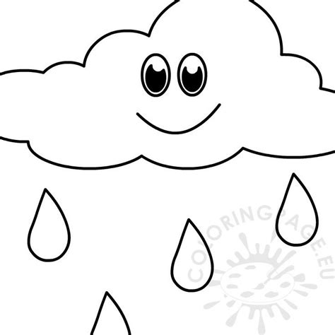 Happy Cloud with rain Coloring Page