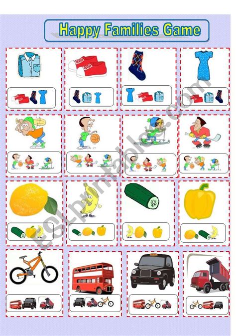 Happy Families Game ESL worksheet by ellakass