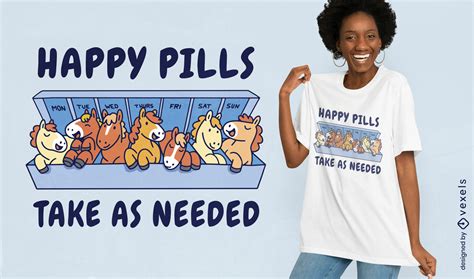 Happy Horse Pills T-shirt Design Vector Download