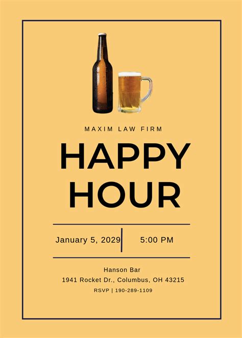 Happy Hour Invite Template Simple Template Design
