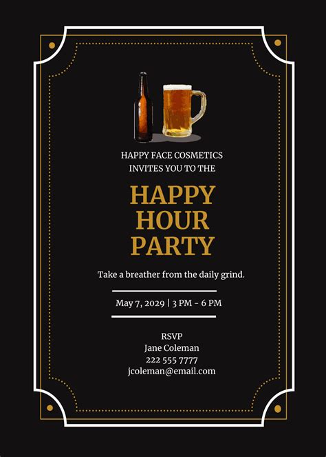 Happy Hour Vector Invitation Template Designious