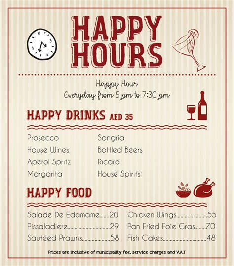 Happy Hour menu