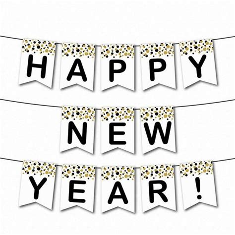 Happy New Year printable banner - Pinterest