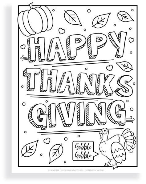 Happy Thanksgiving Coloring Shee