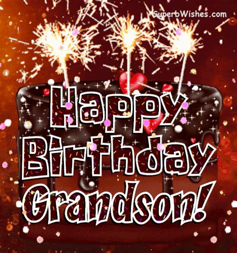 Happy birthday grandson images gif. Sending this wonderful card will be a perfect opportunity to show how much you care - a beautiful message on a blue background and a yummy cupcake topped with blue lit candles, nothing more- nothing … 