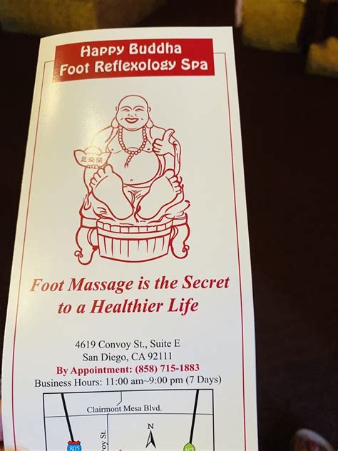 Happy buddha foot massage. 4 de mai. de 2015 ... Happy Buddha. Off Convoy Street in Kearney Mesa, Happy Buddha specializes in Chinese reflexology. · Massage Thai Way · Karma Spa · The Hidden Spa. 