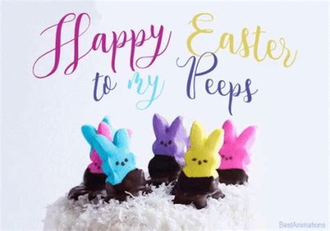 This is just about cutest bunny gif with a bunny licking another bunny. Decorated with a cute Happy Easter. Perfect gif to put a smile on your peeps faces. Thank you for sharing our Easter gifs. Have a wonderful Easter. #happy #easter #gif.. 
