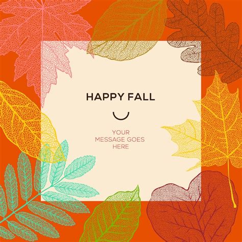 Happy fall template with autumn leaves and simple Vector Image
