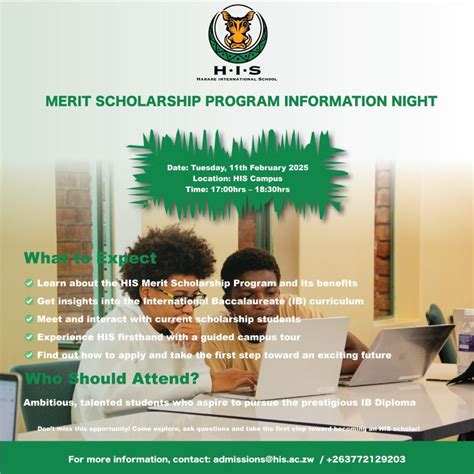 Harare international school scholarship.  HIS Merit Scholarship Program...