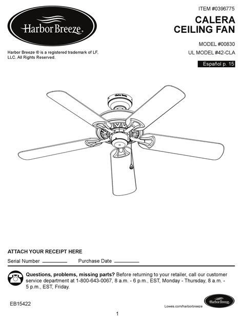 Harbor breeze calera ceiling fan manual. - Owners manual for kawasaki fh430v as25.