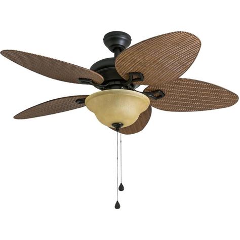The Harbor Breeze Lindholm is a 52 inch outdoor ceiling fan with lights, perfect for your medium to large sized modern farmhouse/industrial space(s). This black ceiling fan features a lantern inspired integrated LED light kit and 5 reversible blades in mocha and espresso finishes.