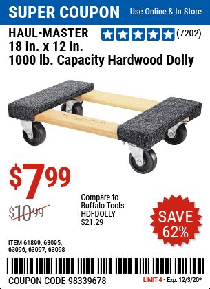 Harbor freight furniture dolly. ROYI Folding Hand Truck,270lbs Heavy Duty Luggage Cart with Elastic Bungee Rope,4 Wheels Solid Construction Fold Up Dolly Compact Lightweight Utility Cart for Luggage Travel Shopping Moving Office Use. 3,074. 600+ bought in past month. $3385 - $8999. Save 5% on 2 select item (s) 