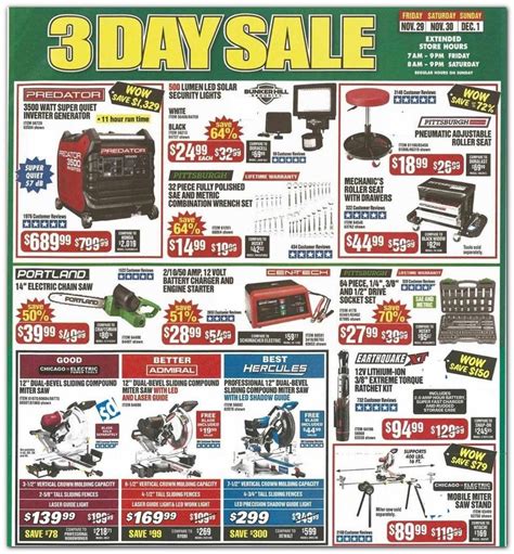 Harbor freight hours black friday. Here's a snapshot of store hours for Thanksgiving and Black Friday. ... Black Friday 2021: 10 a.m. to 9 p.m. Harbor Freight Tools. Thanksgiving 2021: Closed. Black Friday 2021: 7 a.m. to 9 p.m. Hobby Lobby. Thanksgiving 2021: Closed. Black Friday 2021: 8 a.m. to 9 p.m. Home Depot. 