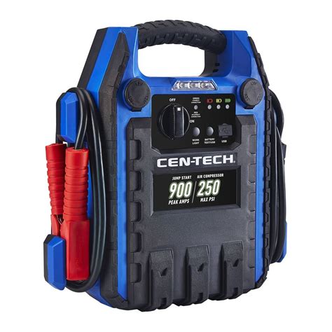 Harbor freight jump starter with air compressor. The CEN-TECH 630 Peak Amp Portable Jump Starter and Power Pack with 250 PSI Air Compressor (Item 58978) has a 4.5-star rating on HarborFreight.com. Save on Harbor Freight's customer favorites with our super coupons. Search our Harbor Freight coupons for deals on Harbor Freight's generators, air compressors, power tools, and more. 