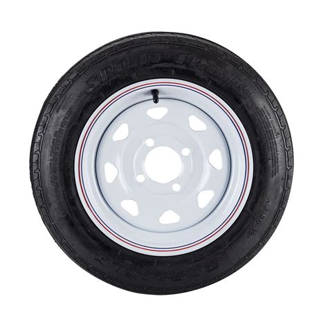 Construction Hardware Home & Security New Tools <p>Here is a reliable spare tire for trailers with 4 lug wheels. The tire has highway treads and a welded steel rim for durability.</p>. 