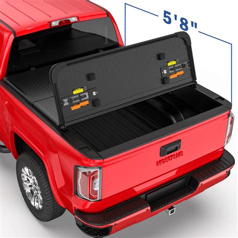 Hard bed cover. Hard folding tonneau covers offer maximum impact, theft, and weather resistance through their use of heavy-duty materials, like aluminum, poly, or composite top panels and EPDM rubber perimeter seals and hinges. Installing and operating hard folding tonneau covers is simple and intuitive; they offer ⅔ to complete bed access when opened ... 